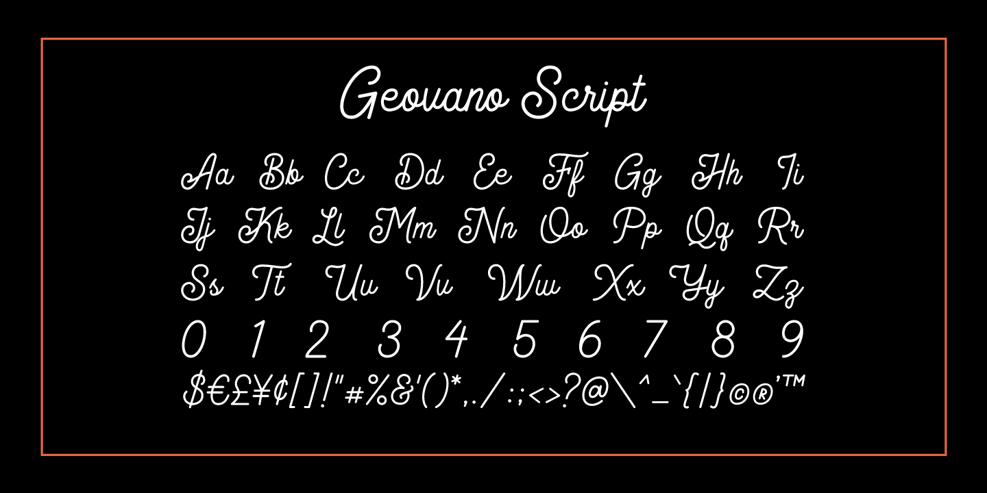 Ejemplo de fuente Geovano Serif Regular